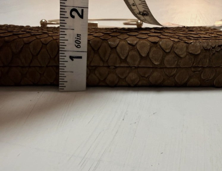 Loewe 1846 Vintage Mini Clutch Milk Chocolate Python Suede Lining Brass Hardware