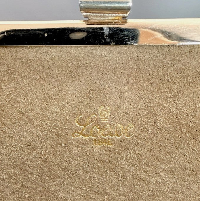 Loewe 1846 Vintage Mini Clutch Milk Chocolate Python Suede Lining Brass Hardware