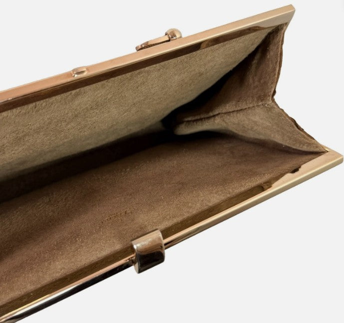 Loewe 1846 Vintage Mini Clutch Milk Chocolate Python Suede Lining Brass Hardware