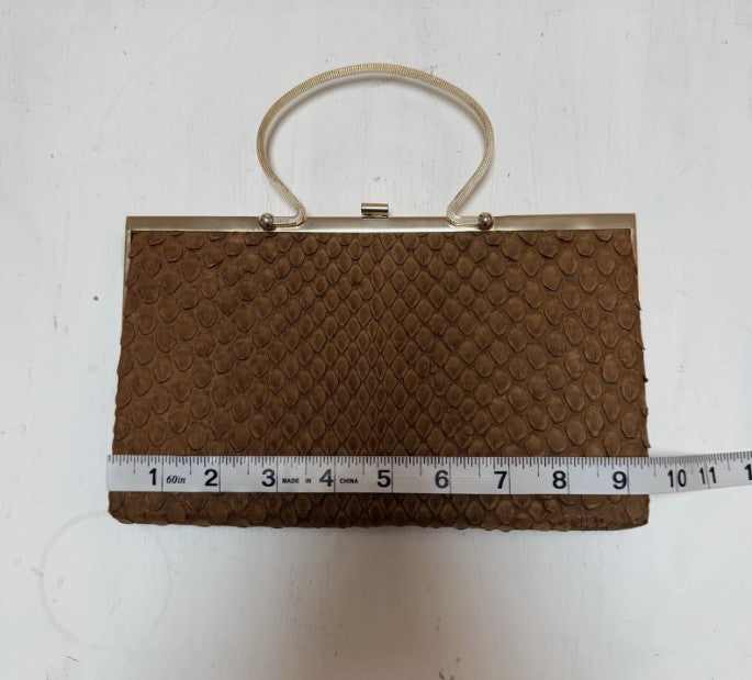 Loewe 1846 Vintage Mini Clutch Milk Chocolate Python Suede Lining Brass Hardware