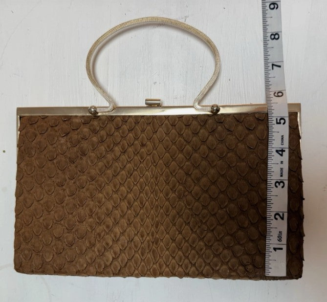 Loewe 1846 Vintage Mini Clutch Milk Chocolate Python Suede Lining Brass Hardware