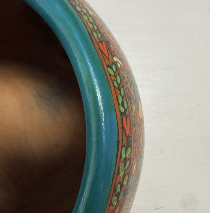 VTG Signed Mexico Folk Art Pottery Planter Story Circle of Life Sculpture Mural